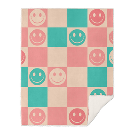 Teal Pink Retro Smiley