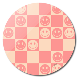 Pink Groovy Checkered Smiley