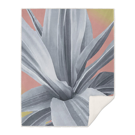 Tropical cactus leaves, pink, grey, gold
