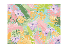 Pastel Summer Hibiscus Flower Jungle #1 #tropical #decor