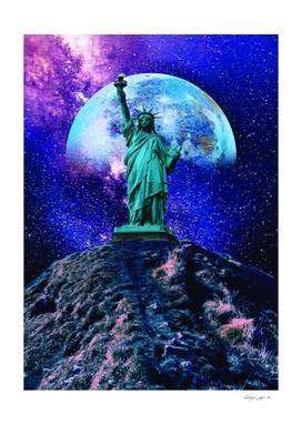 Statue Liberty Space Outer Galaxy