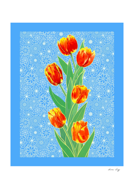 Tulips on light blue