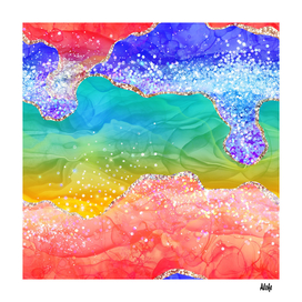 Vibrant Rainbow Glitter Agate Texture 03