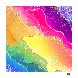 Vibrant Rainbow Glitter Agate Texture 05