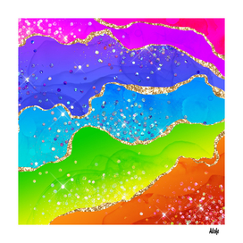Vibrant Rainbow Glitter Agate Texture 07