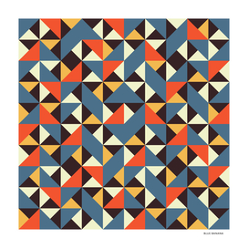 Vintage Geometric Tile Blue Orange Yellow