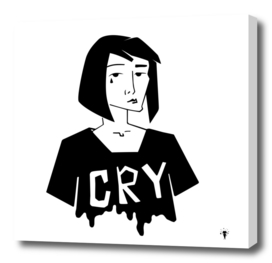 Sad teen girl . Goth. Illustration.