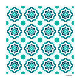 Mosaic Star Tile Pattern Blue