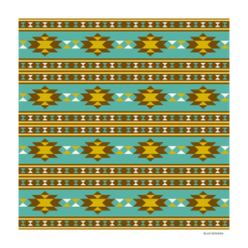 Aztec Pattern Blue and Olive Green