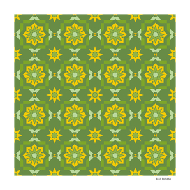 Mosaic Star Tile Pattern Green and Yellow