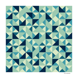 Vintage Geometric Tile Teal Blue White