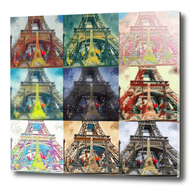 Eiffel Tower, Paris, France Collage