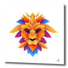 Lion head character illustration colorful gradient style