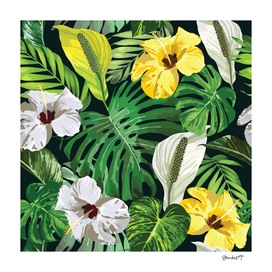 Tropical Flowers And Leaves