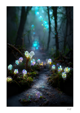 glowing flowers in the forest