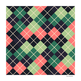 Argyle Pattern Green Pink and Navy