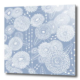 Asters rain in grey-blue color
