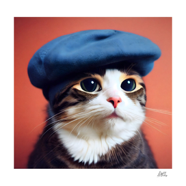 Cat with a French beret #4