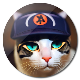 Sam - Cat with a baseball cap #2