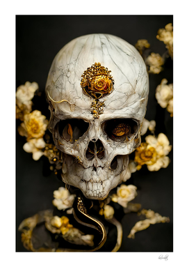 Skull yellow flowers