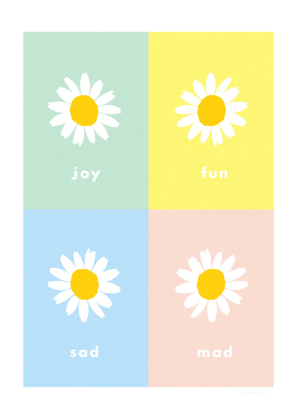 emotions - colorful flower -joy-mad-sad-fun