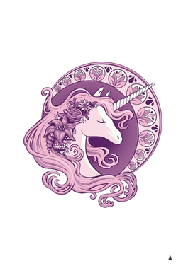 purple unicorn cartoon fantasy