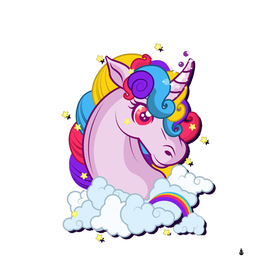 multicolored Unicorn cartoon Character