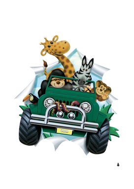 animal illustration Safari Jeep