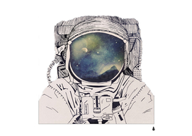 Astronaut Drawing Print outer Space