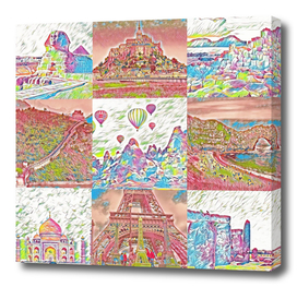 Second Pink and White World Travel Collage