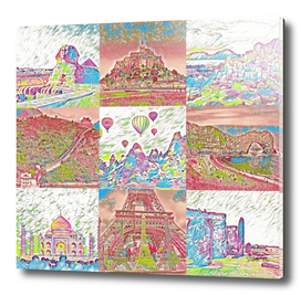 Second Pink and White World Travel Collage