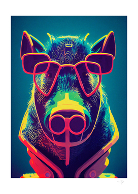 a nursery animal pop art illustration of Boar