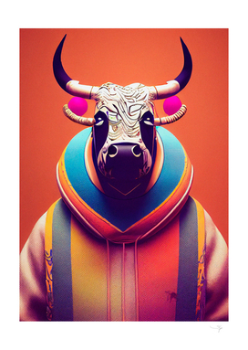a nursery animal pop art illustration of Bull