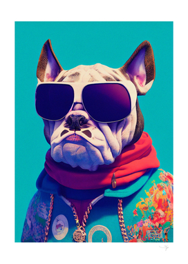 a nursery animal pop art illustration of Bulldog
