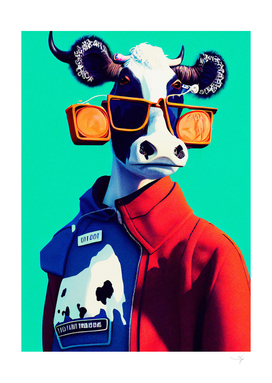 a nursery animal pop art illustration of Cow