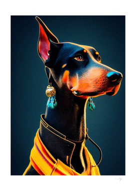 a nursery animal pop art illustration of  Retro Dog
