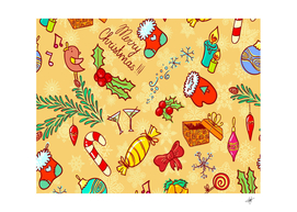 yellow and red christmas theme winter toy vector