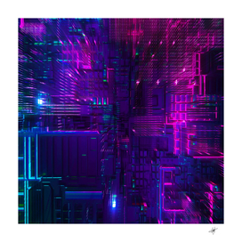 abstract 3d digital art render illuminated technology