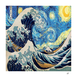 the great wave painting starry night