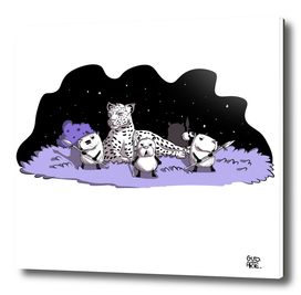starry note with jaguar and capybaras