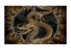 gold and silver dragon illustration chinese