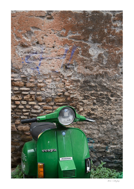 Green Vespa in Trastevere Rome #1 #wall #art