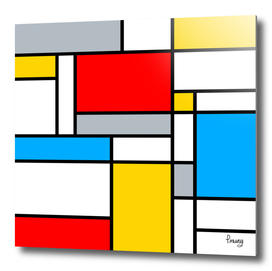 Retro Mondrian Style Color Composition