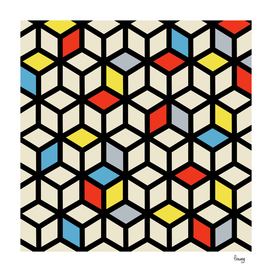 Isometric Cube Polygon Art Composition