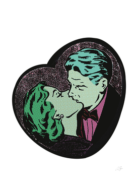 Comic Heart | Kiss | Retro | Vintage | Lichtenstein Inspired