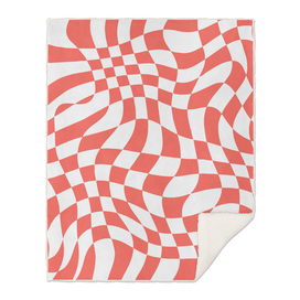 Red Warped Wavy Checkered Art Pattern