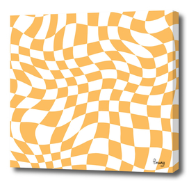 Orange Warped Wavy Checkered Art Pattern