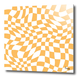 Orange Warped Wavy Checkered Art Pattern