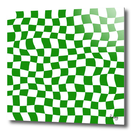 Dark Green Warped Checker Board