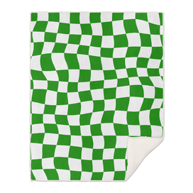 Dark Green Warped Checker Board